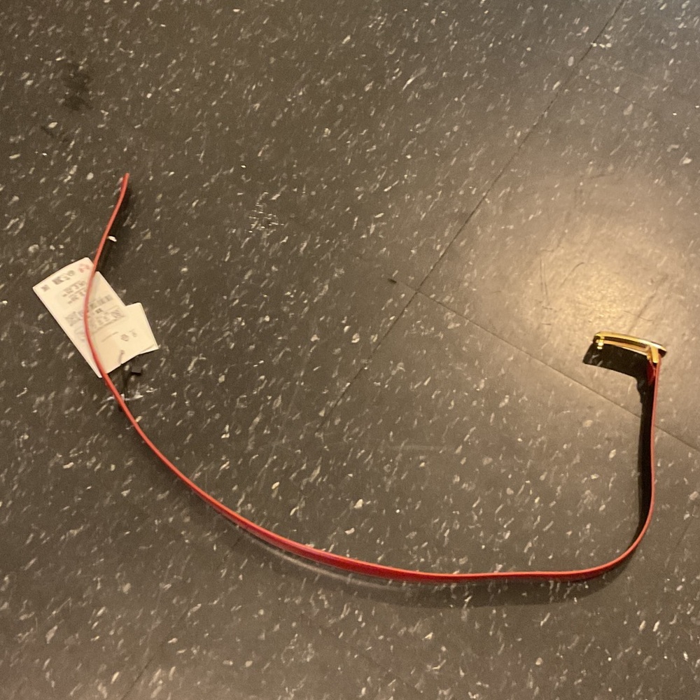 Zara red slim leather belt with gold buckle